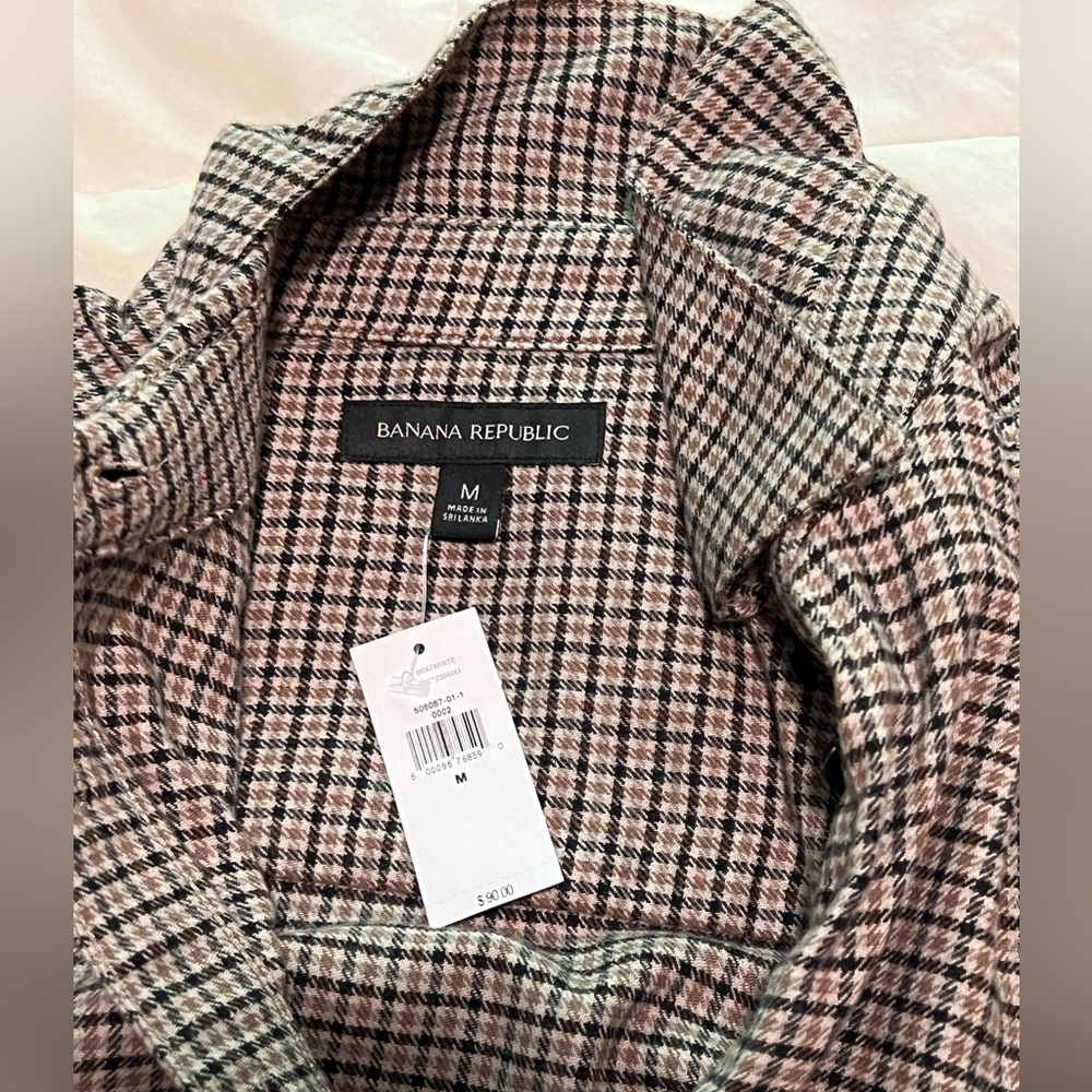 Banana Republic Medium work fine check shirt in the neutrals- brand new, tags on